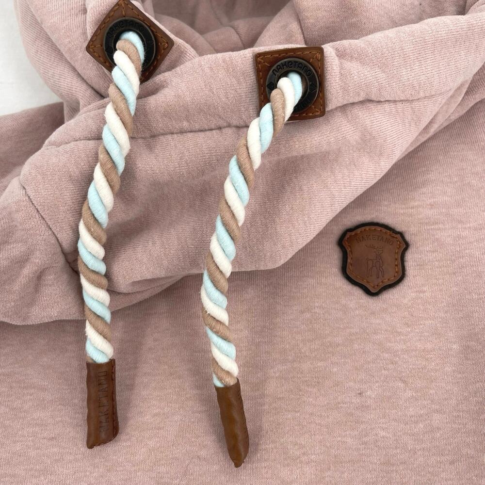 Naketano Powder Pink Hoodie Chunky Cowl Funnel Neck Sweatshirt Rose Blush Top S